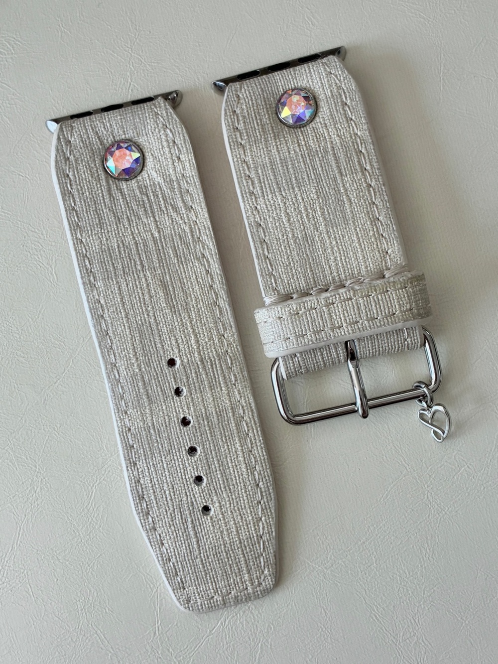 Authentic Upcycled Fendi White Zucca Apple Watch Band - Size Beta, 38-41mm